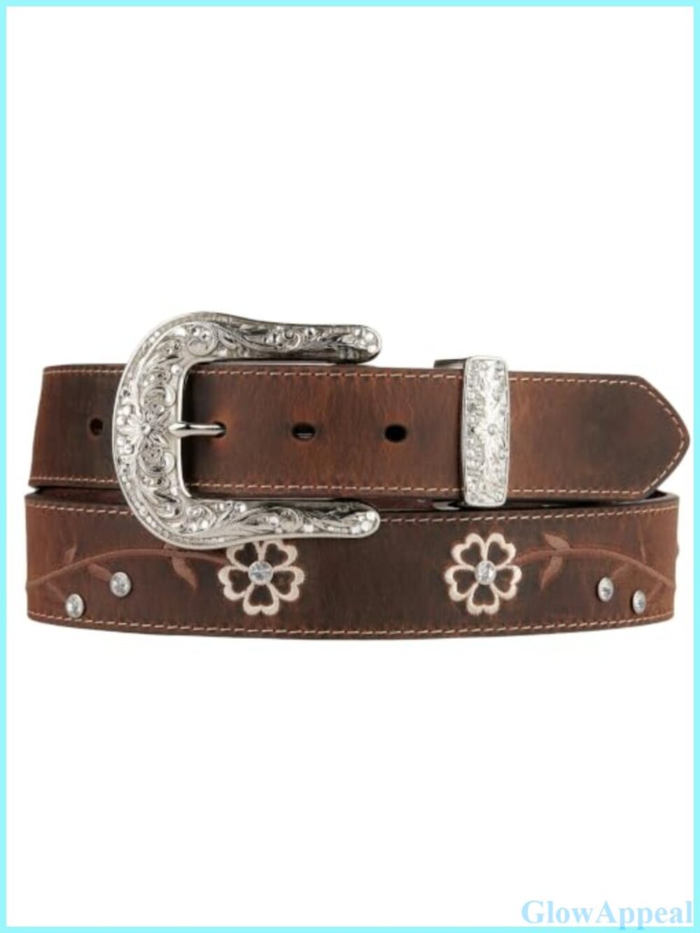 Rhinestone Concho Western Belt with Detachable Silver Buckle